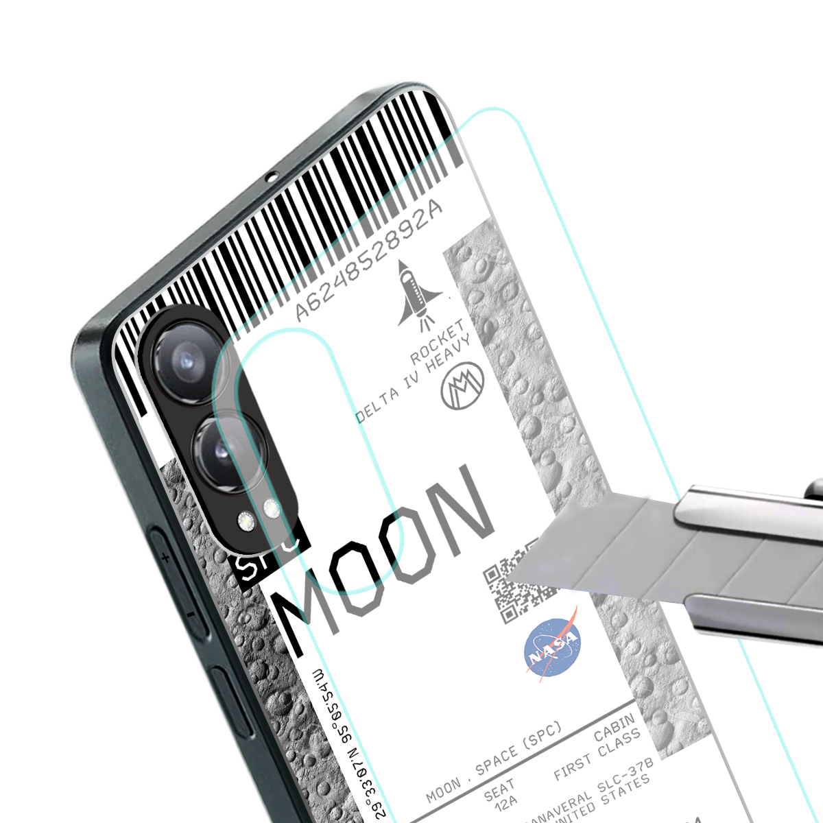 moon boarding pass ticket back phone cover | glass case for oneplus nord ce 4 lite