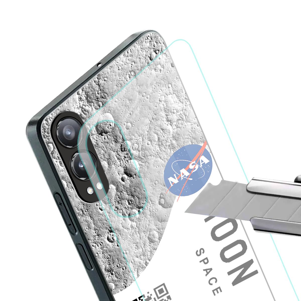 moon space back phone cover | glass case for oneplus nord ce 4 lite