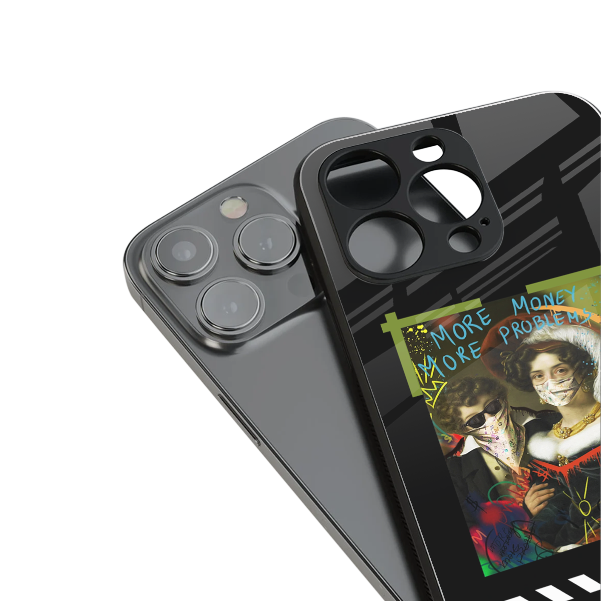 more money more problems back phone cover | glass case for iphone 13 pro max