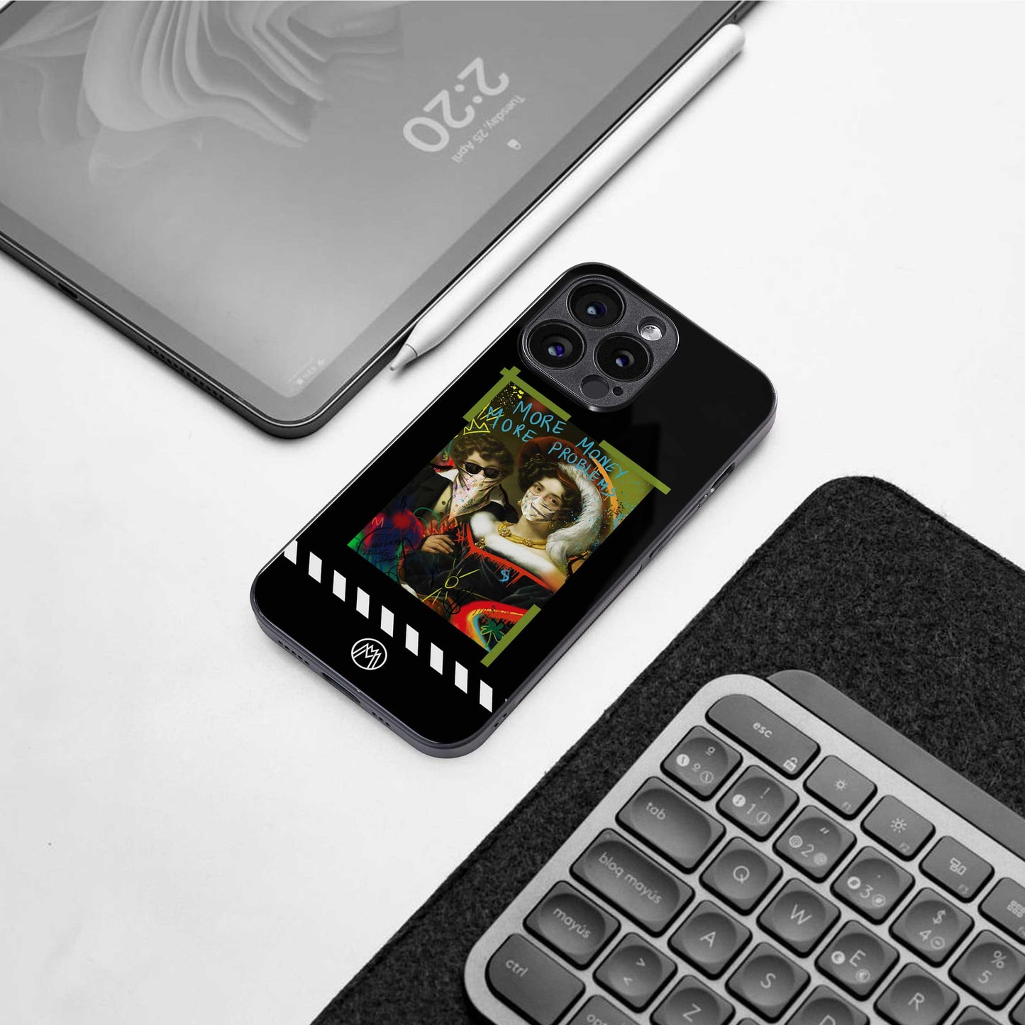 more money more problems back phone cover | glass case for iphone 13 pro max