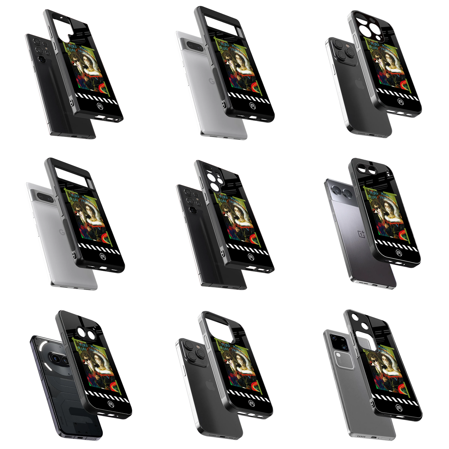 Durable Glass Back Mobile Case for iPhone, Samsung, OnePlus, Google Pixel, Redmi, Vivo, Oppo
