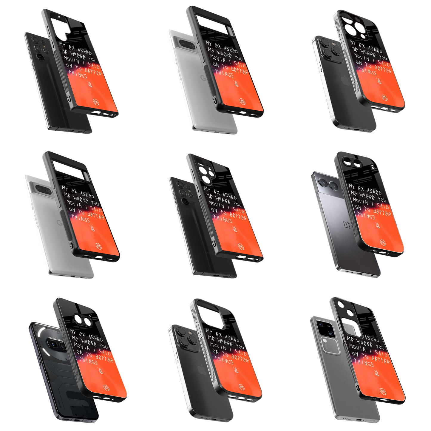 Durable Glass Back Mobile Case for iPhone, Samsung, OnePlus, Google Pixel, Redmi, Vivo, Oppo