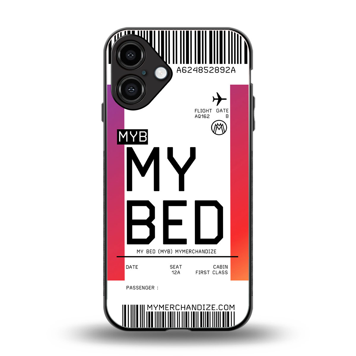 my bed boarding pass ticket back phone cover | glass case for iphone 16 plus