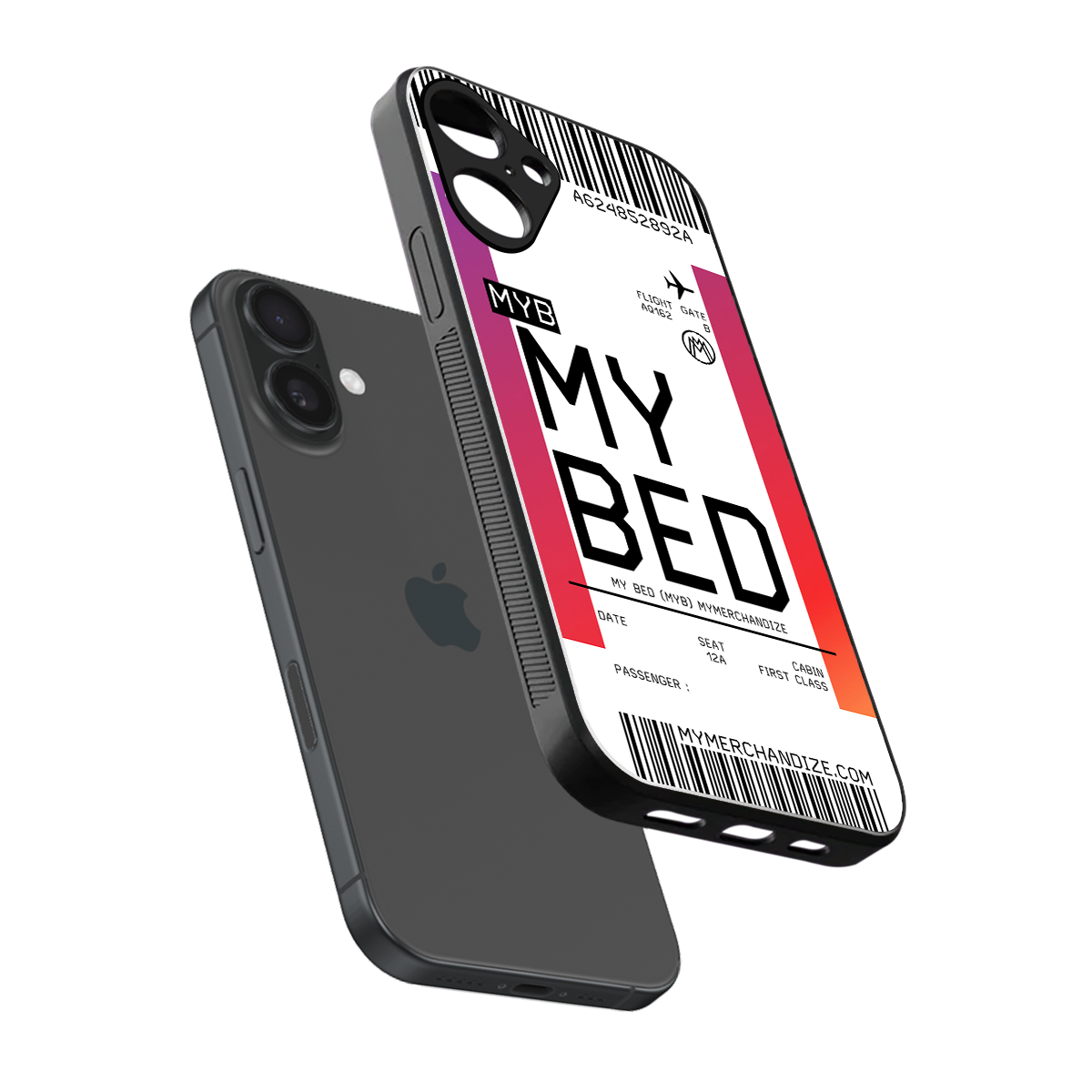my bed boarding pass ticket back phone cover | glass case for iphone 16 plus