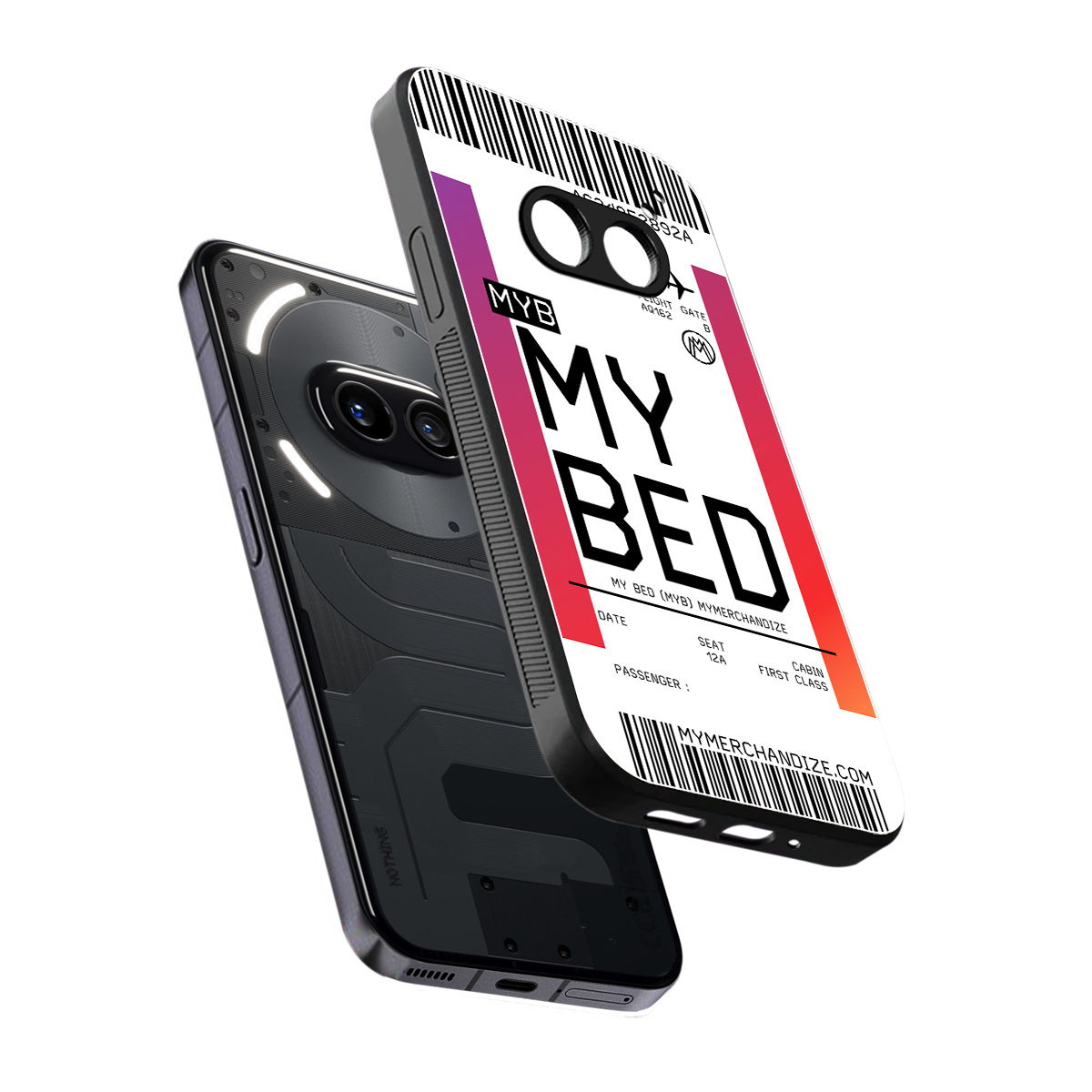 my bed boarding pass ticket back phone cover | glass case for nothing phone 2a