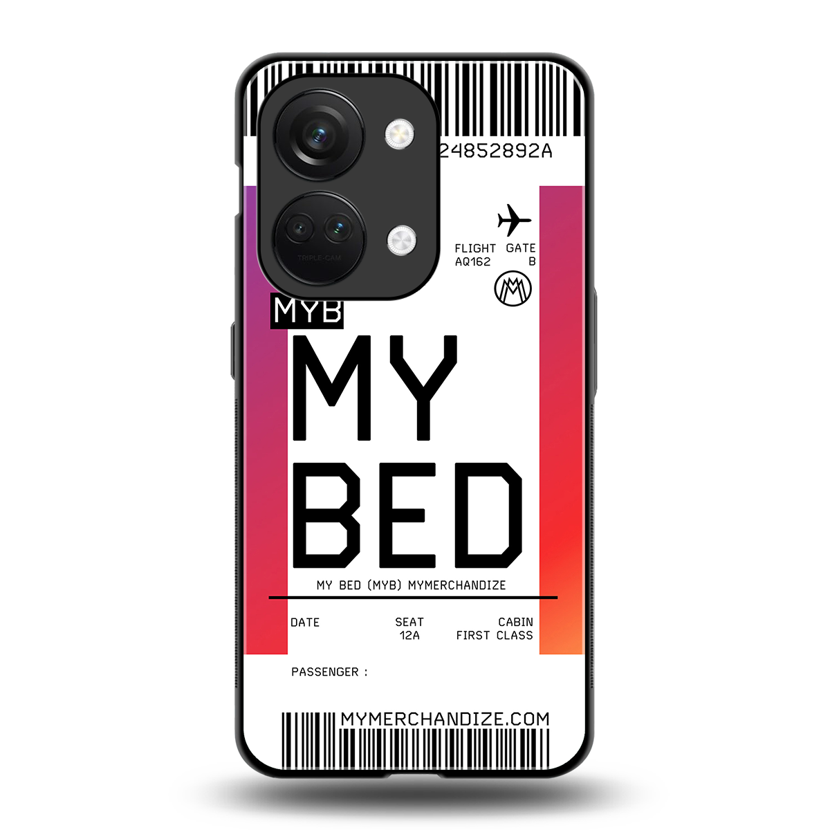 my bed boarding pass ticket back phone cover | glass case for oneplus nord 3