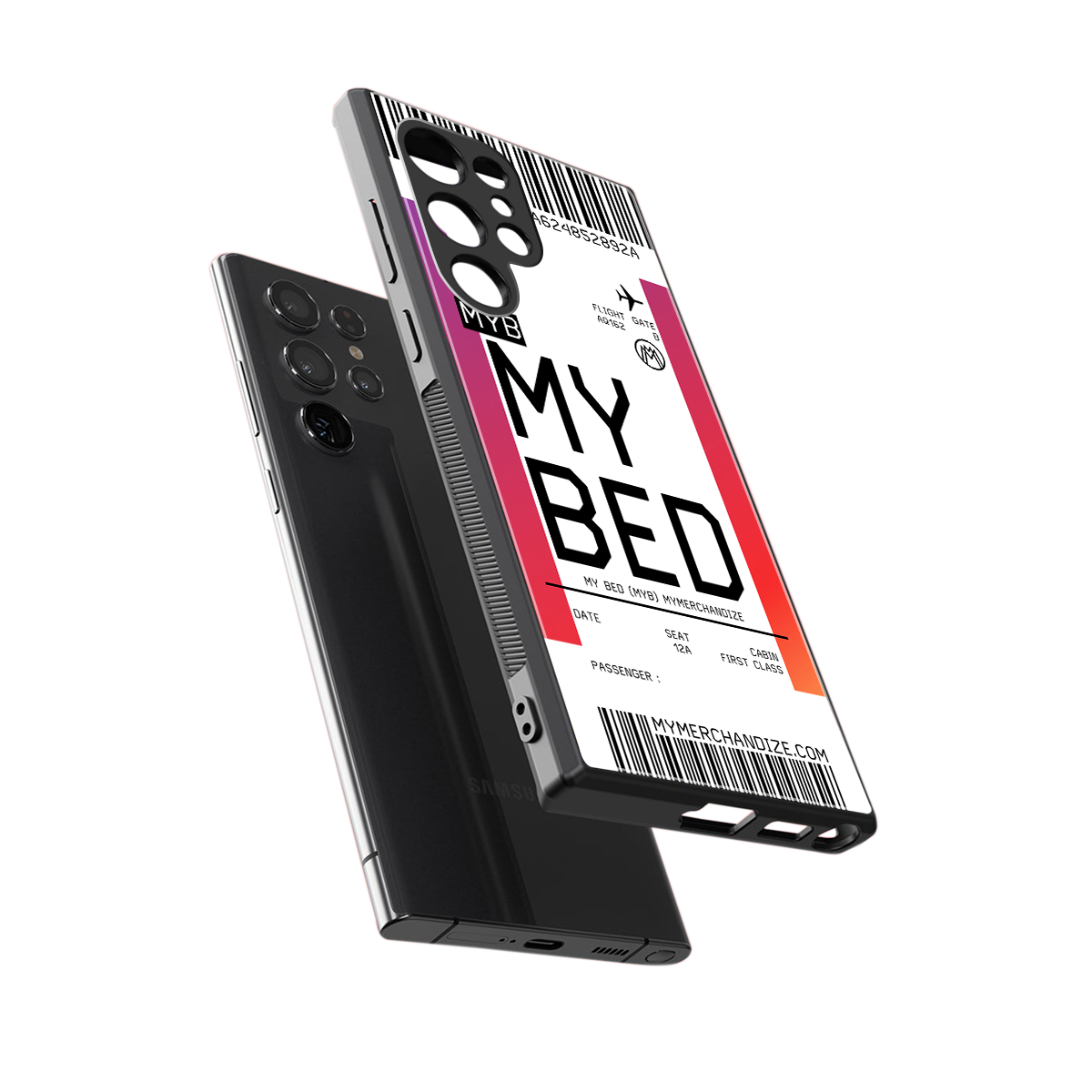 my bed boarding pass ticket back phone cover | glass case for samsung galaxy s24 ultra