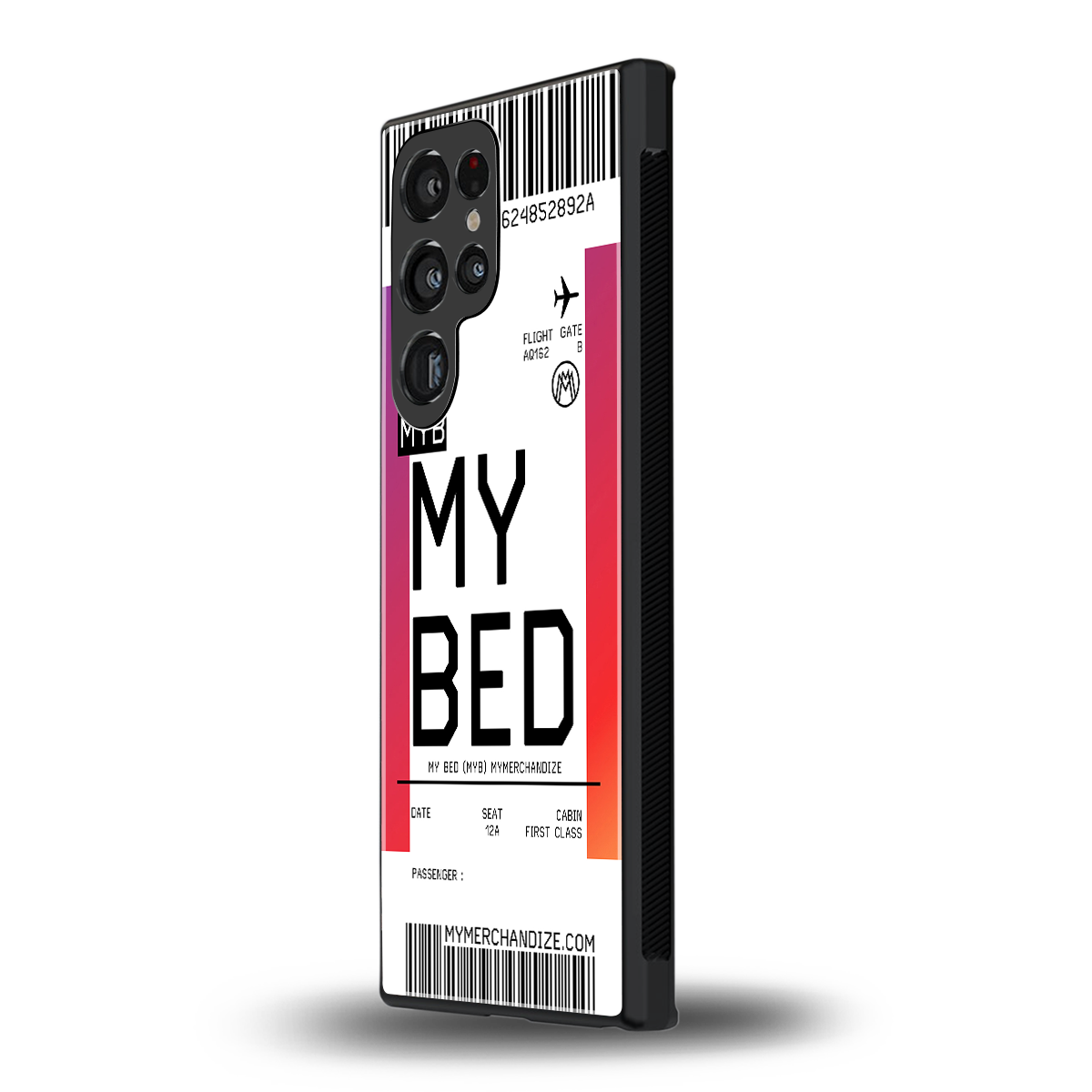 my bed boarding pass ticket back phone cover | glass case for samsung galaxy s24 ultra