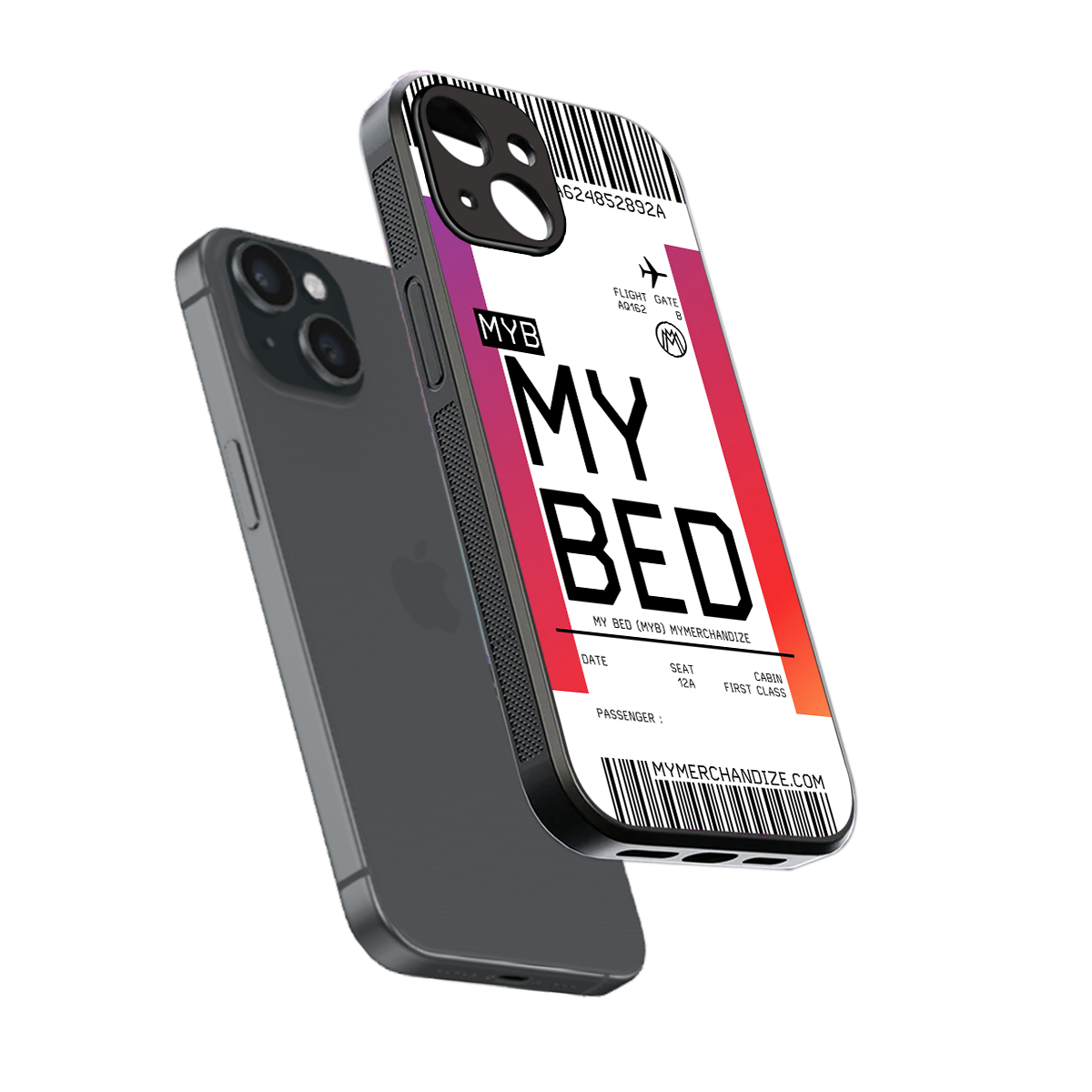 my bed boarding pass ticket back phone cover | glass case for iphone 15