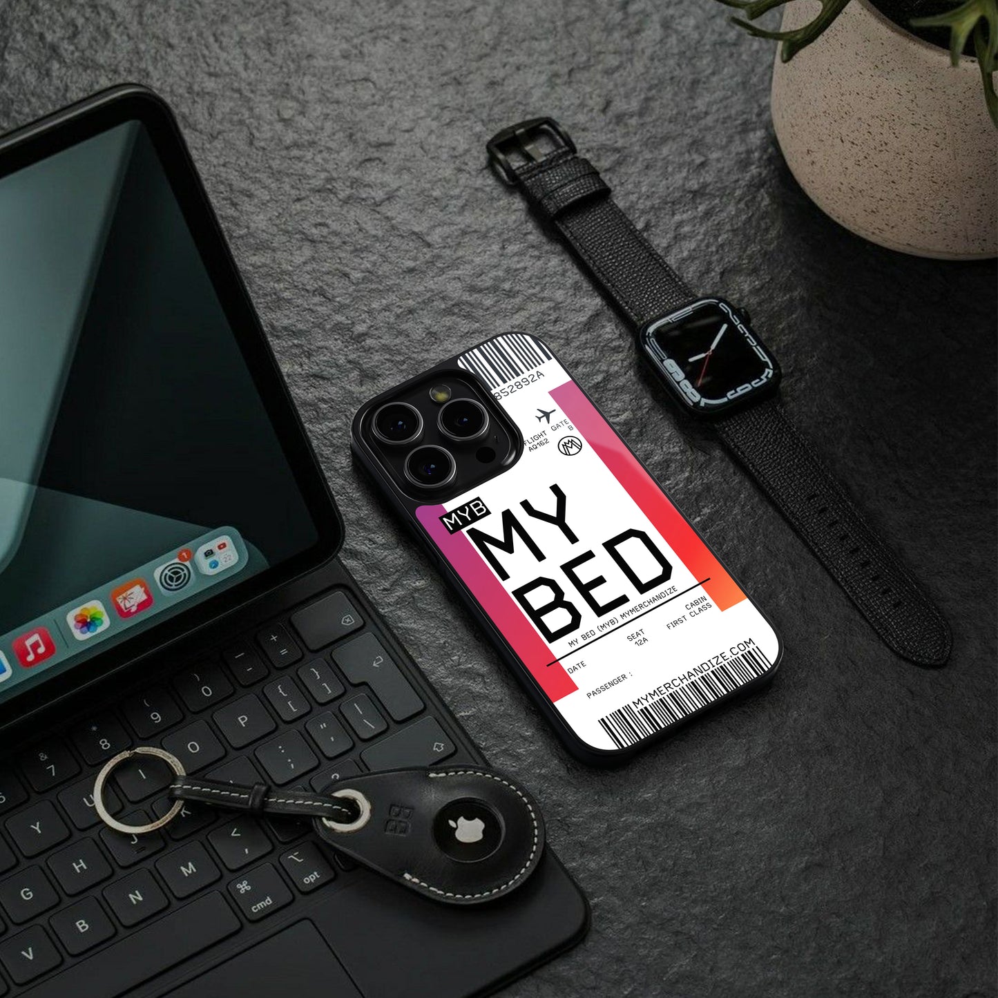 my bed boarding pass ticket back phone cover | glass case for iphone 16 pro max
