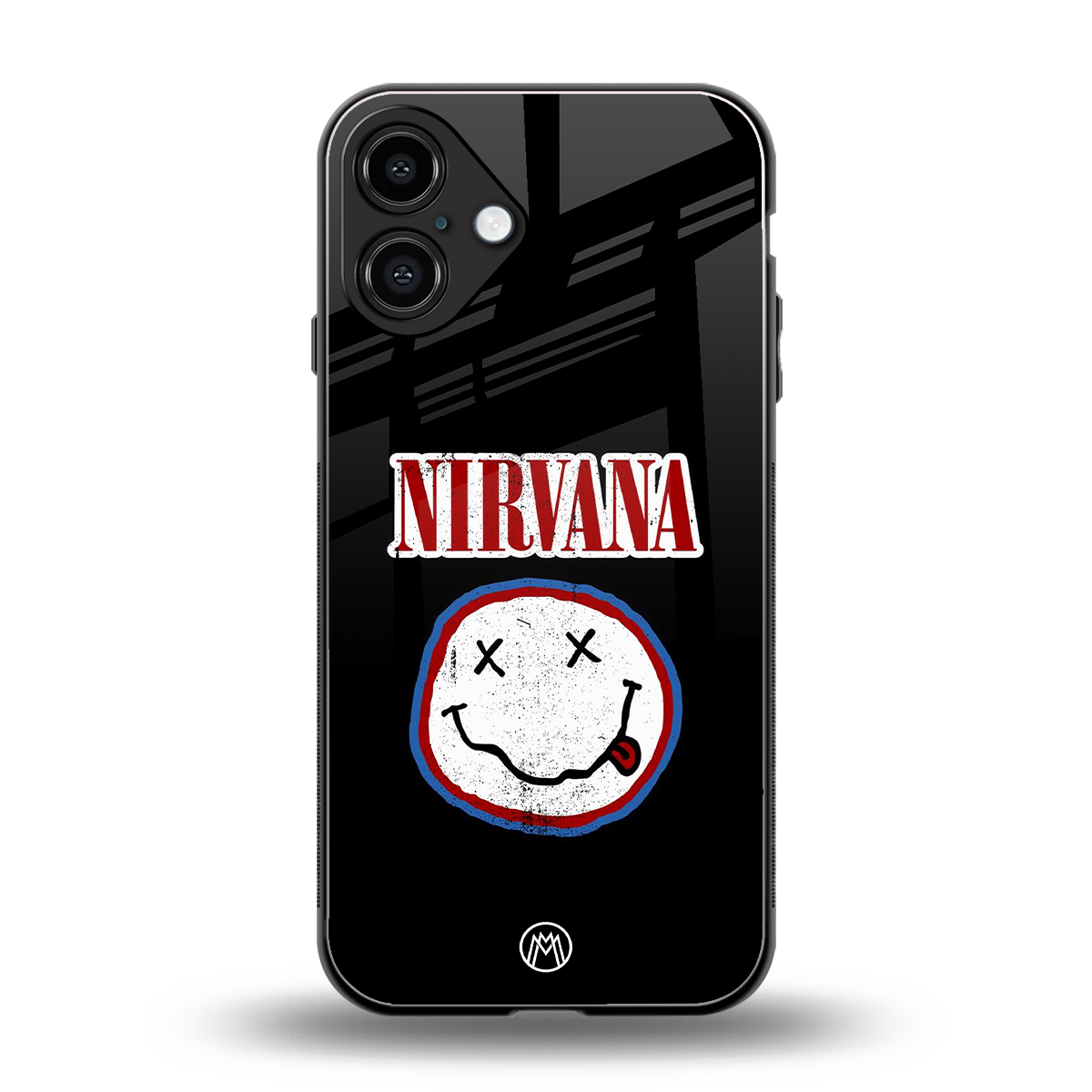 nirvana back phone cover | glass case for iphone 16 plus