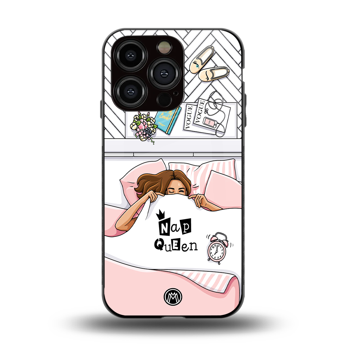 nap queen girl back phone cover | glass case for iphone 14 pro