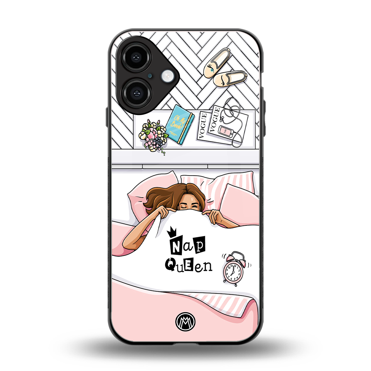 nap queen girl back phone cover | glass case for iphone 16 plus