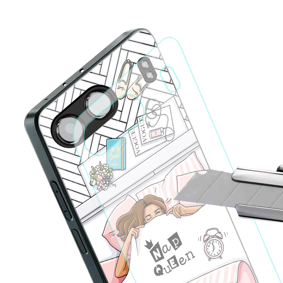 nap queen girl back phone cover | glass case for oneplus nord 4
