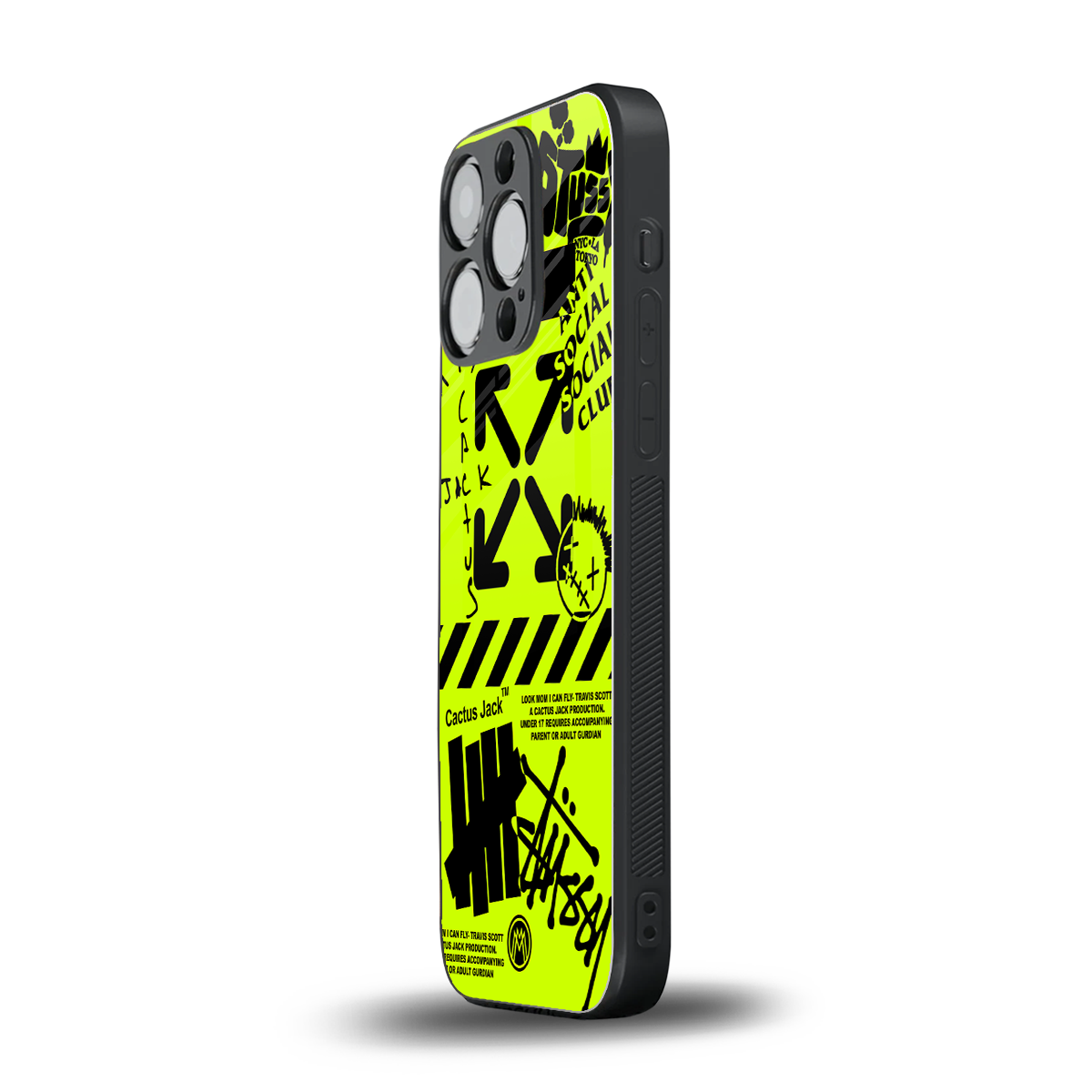 neon travis scott x anti social social club back phone cover | glass case for iphone 14 pro