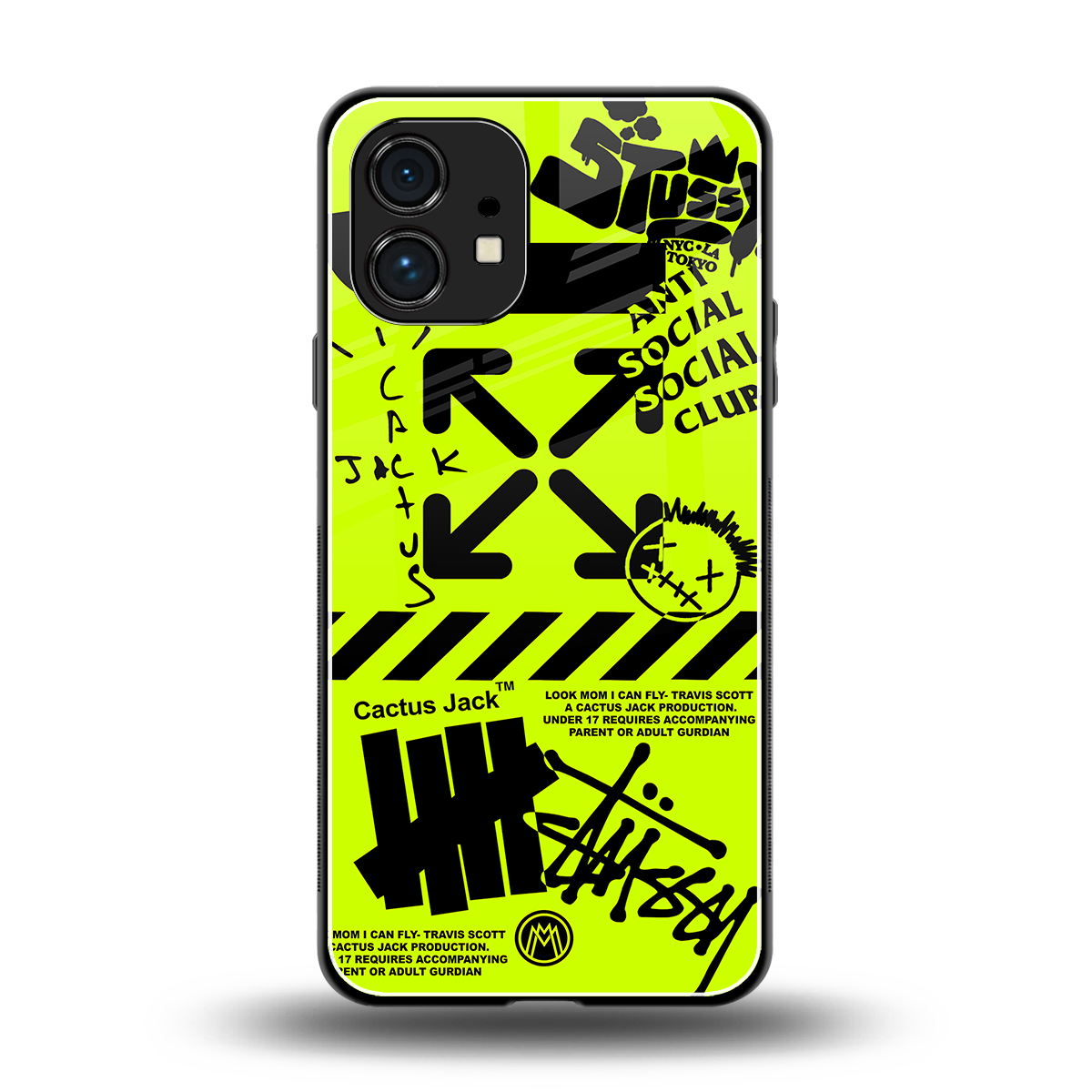 neon travis scott x anti social social club back phone cover | glass case for nothing phone 1