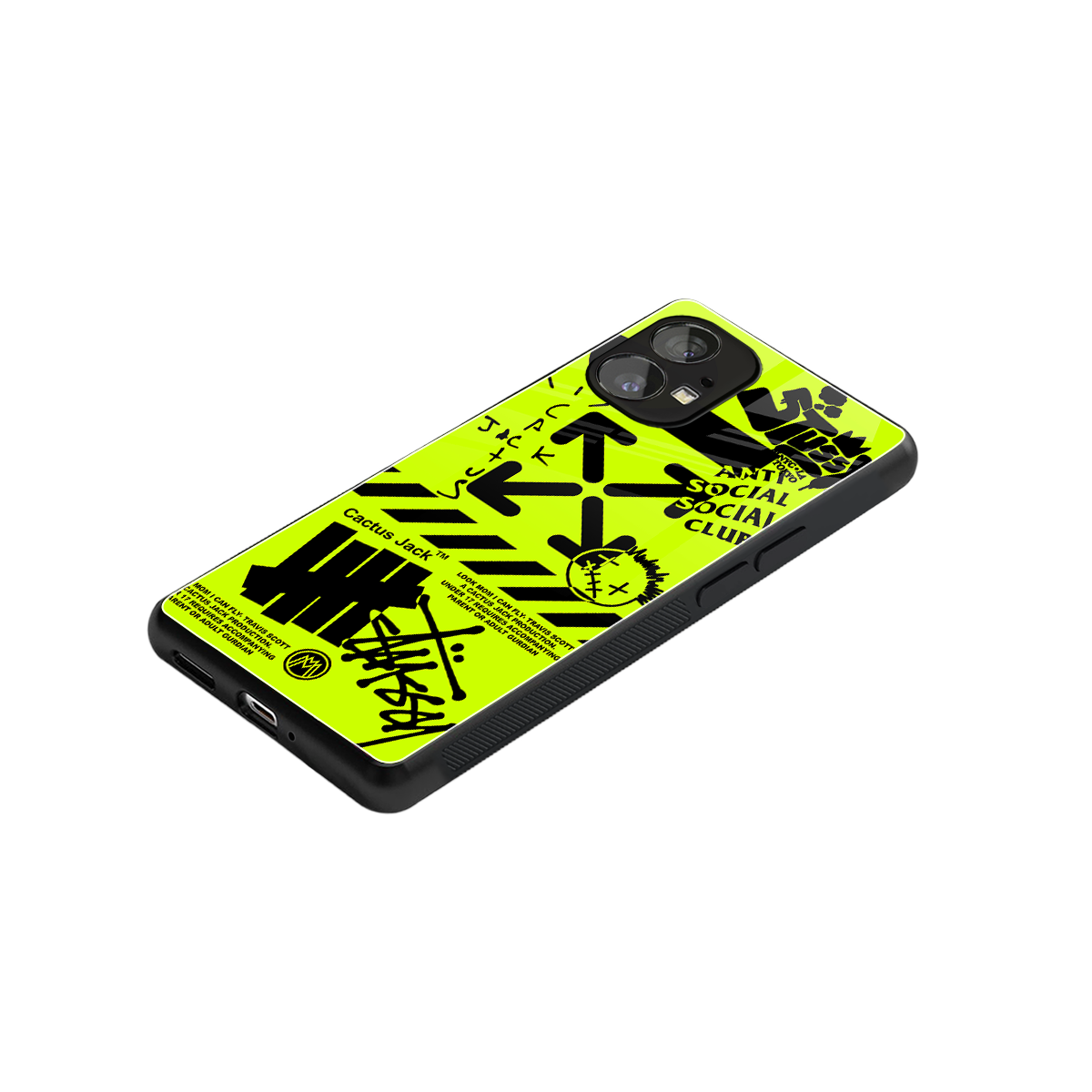 neon travis scott x anti social social club back phone cover | glass case for nothing phone 1