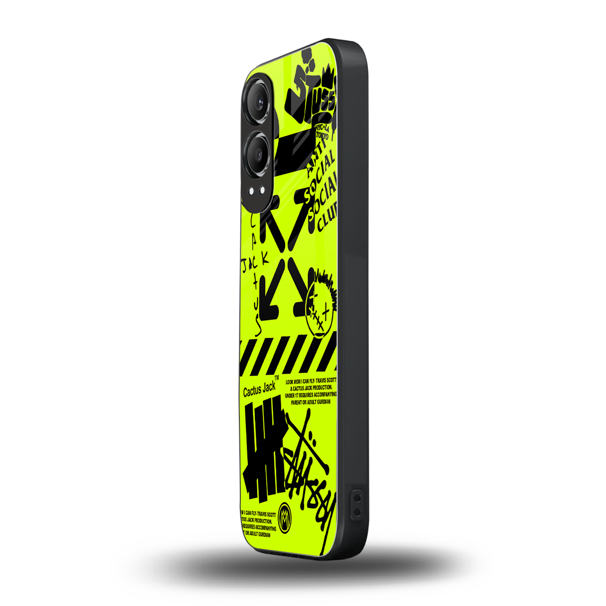 neon travis scott x anti social social club back phone cover | glass case for oneplus nord ce 4 lite
