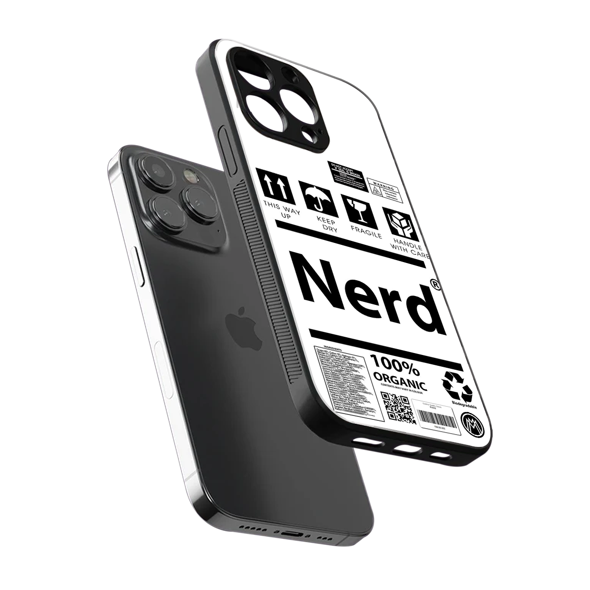 nerd white label back phone cover | glass case for iphone 14 pro max