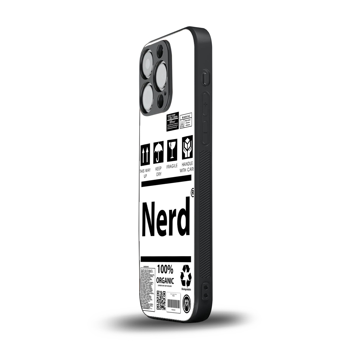 nerd white label back phone cover | glass case for iphone 14 pro