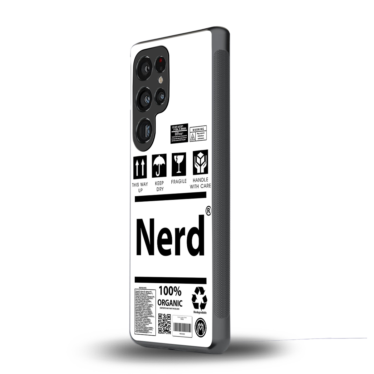 nerd white label back phone cover | glass case for samsung galaxy s25 ultra