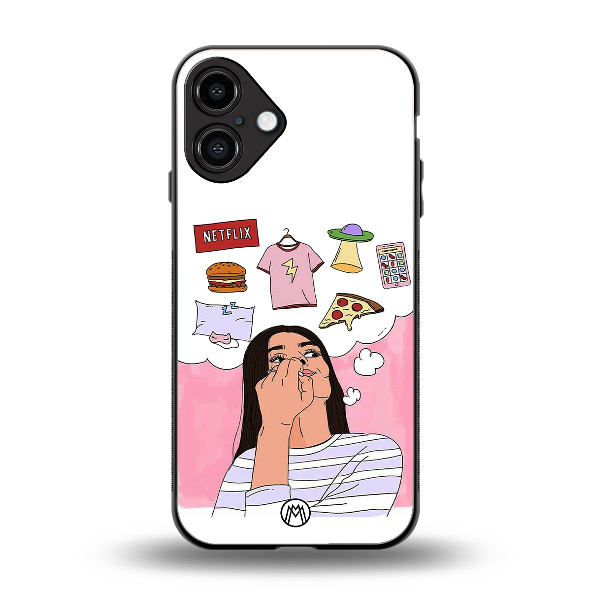netflix and chill back phone cover | glass case for iphone 16 plus
