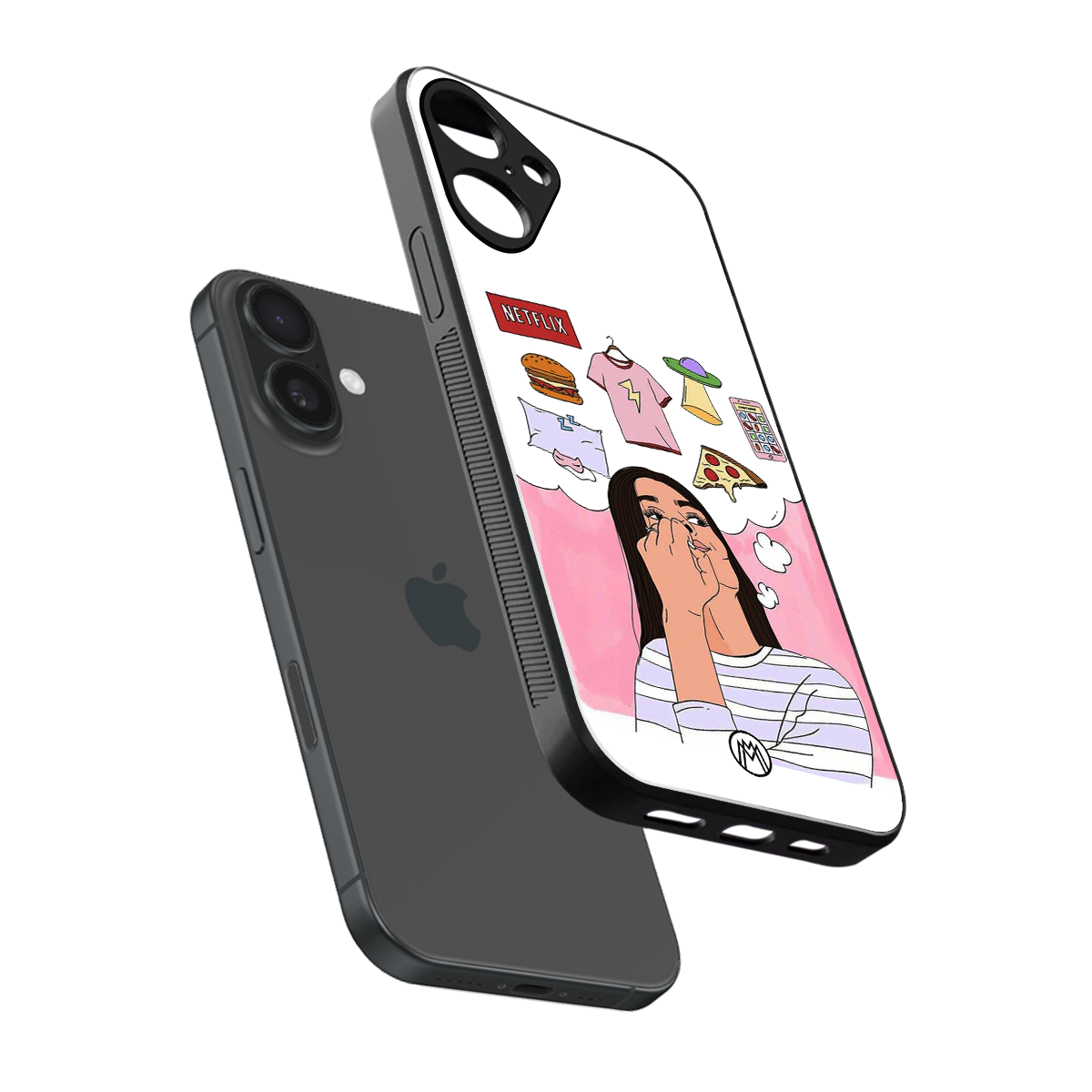 netflix and chill back phone cover | glass case for iphone 16 plus