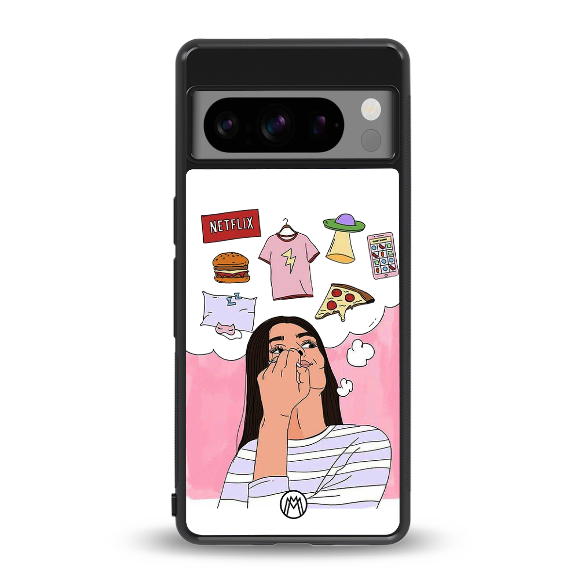 netflix and chill back phone cover | glass case for google pixel 8 pro