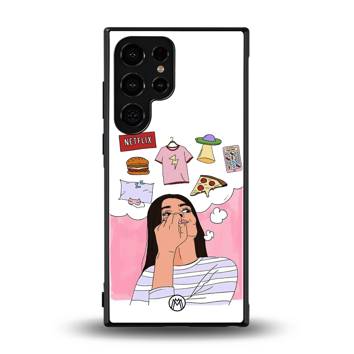 netflix and chill back phone cover | glass case for samsung galaxy s24 ultra