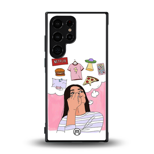 netflix and chill back phone cover | glass case for samsung galaxy s24 ultra