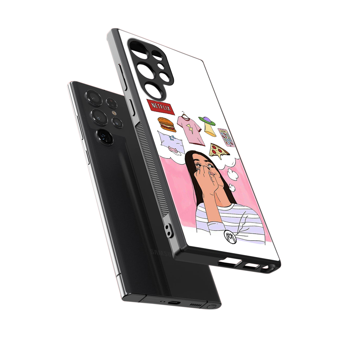 netflix and chill back phone cover | glass case for samsung galaxy s24 ultra