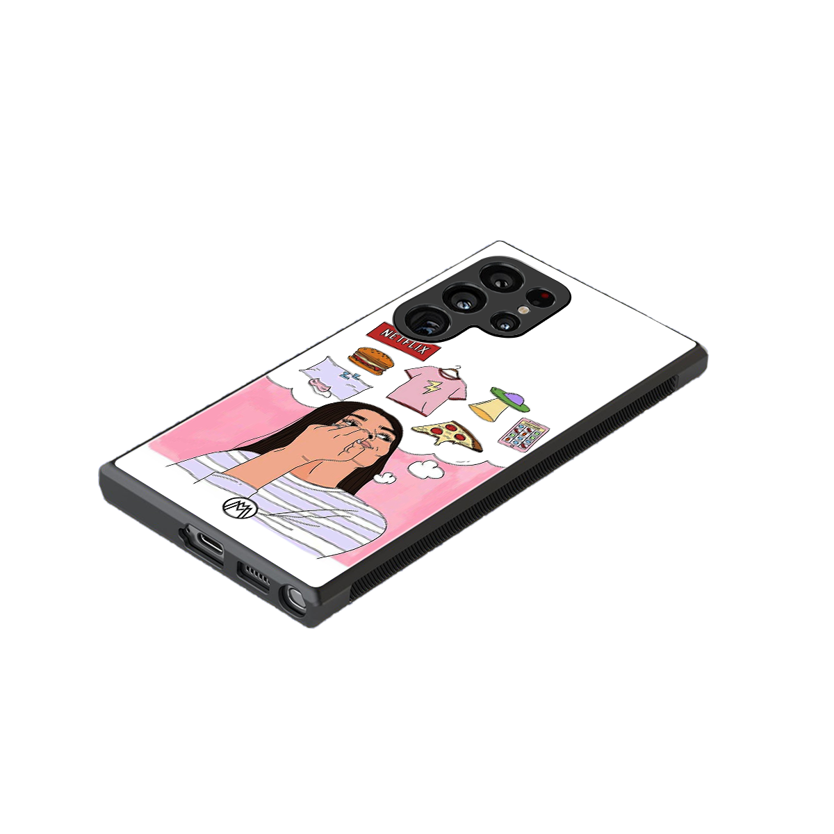 netflix and chill back phone cover | glass case for samsung galaxy s24 ultra