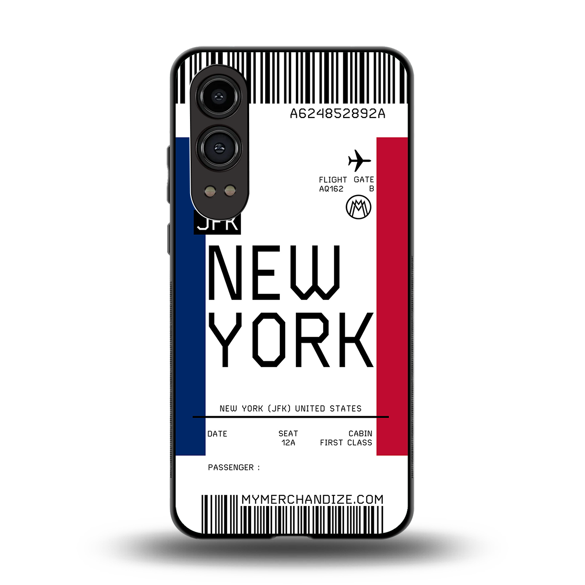 new york boarding pass back phone cover | glass case for oneplus nord ce 4 lite