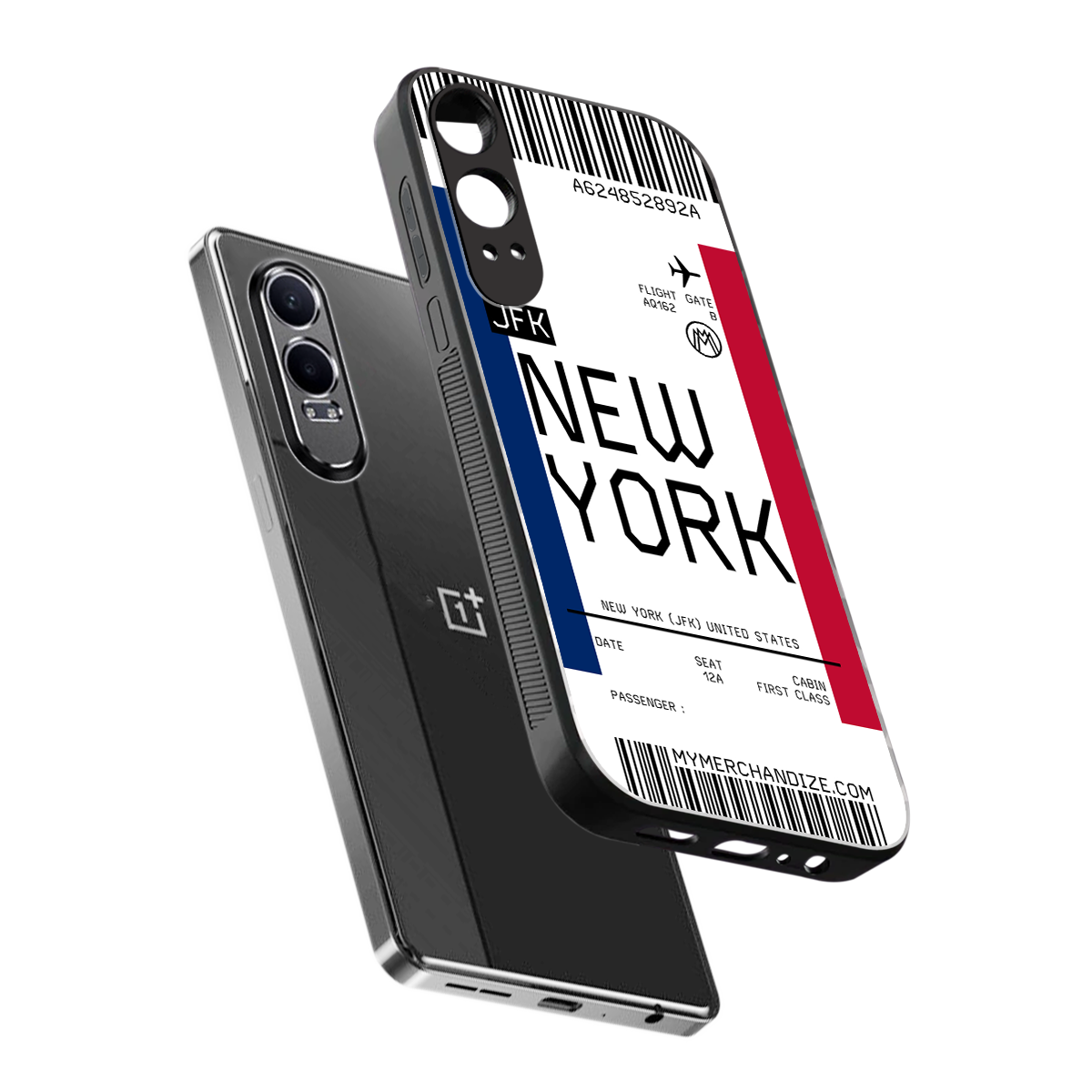 new york boarding pass back phone cover | glass case for oneplus nord ce 4 lite