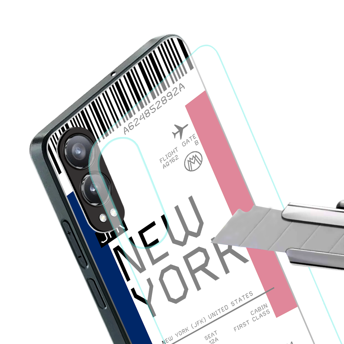 new york boarding pass back phone cover | glass case for oneplus nord ce 4 lite
