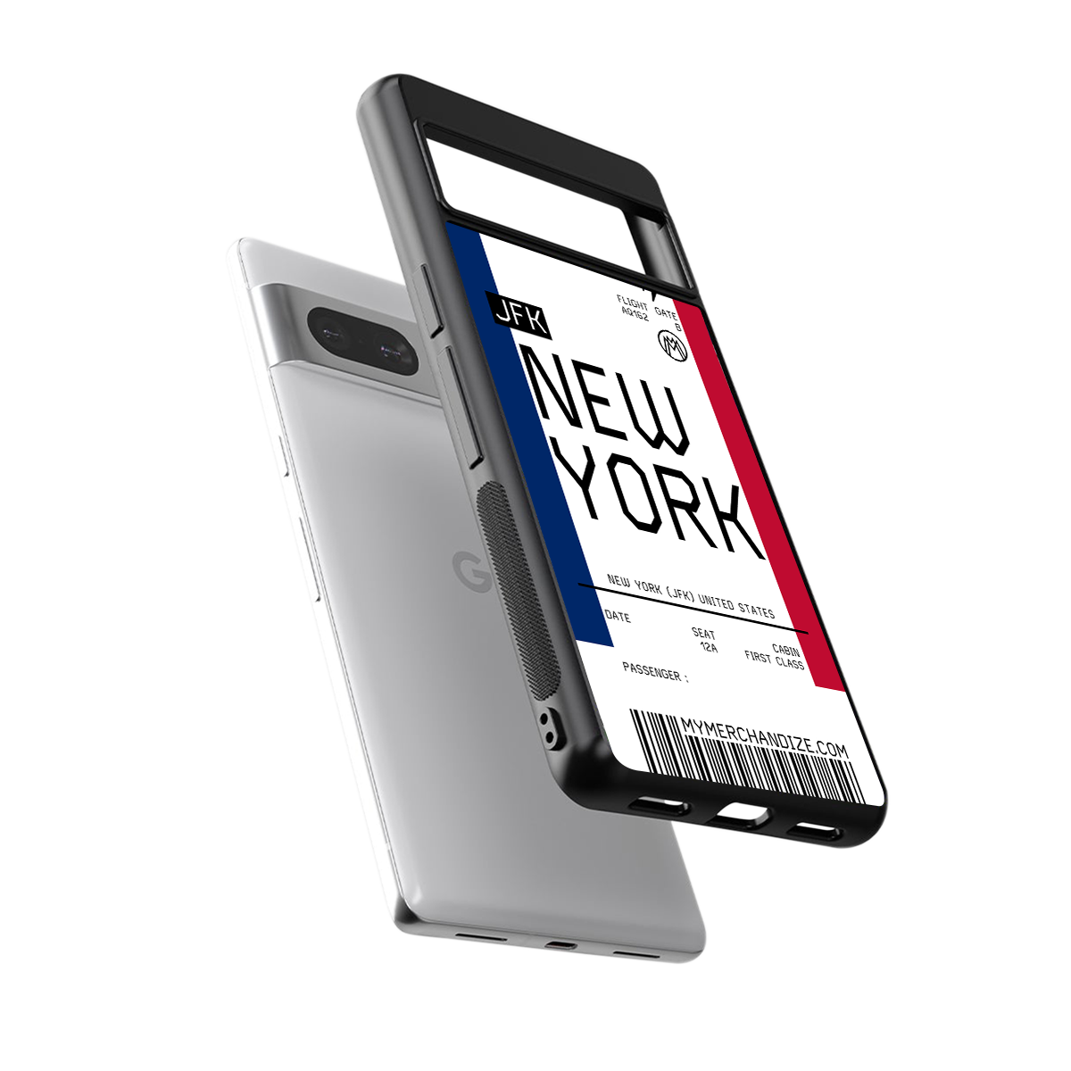 new york boarding pass back phone cover | glass case for Google Pixel 7
