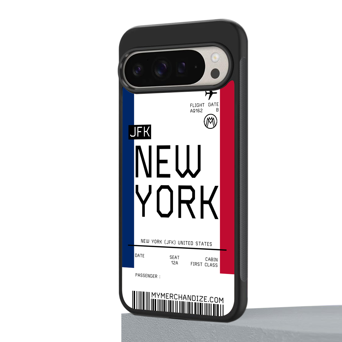 new york boarding pass back phone cover | glass case for google pixel 9 pro