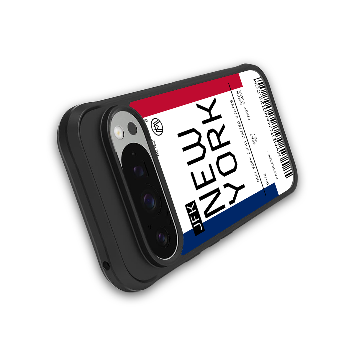 new york boarding pass back phone cover | glass case for google pixel 9 pro