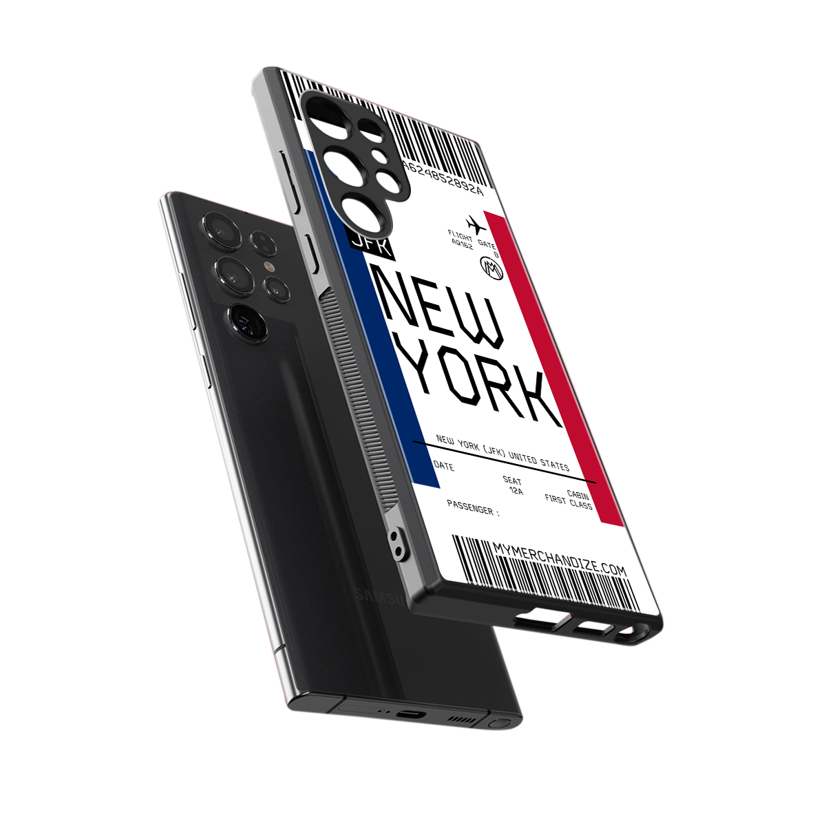 new york boarding pass back phone cover | glass case for samsung galaxy s24 ultra