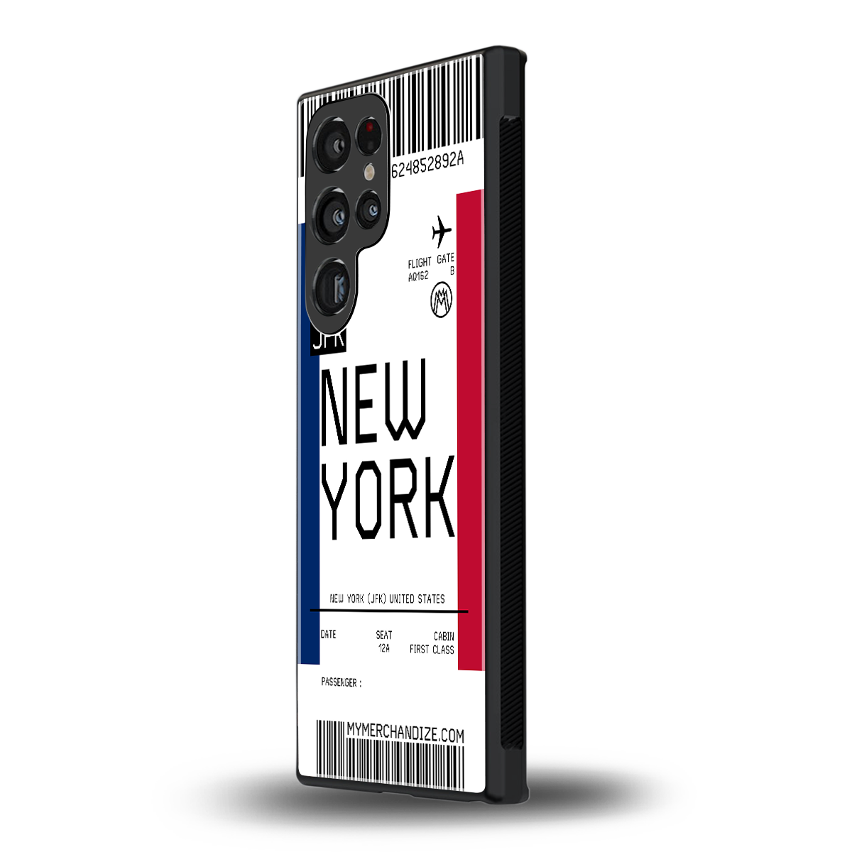 new york boarding pass back phone cover | glass case for samsung galaxy s24 ultra