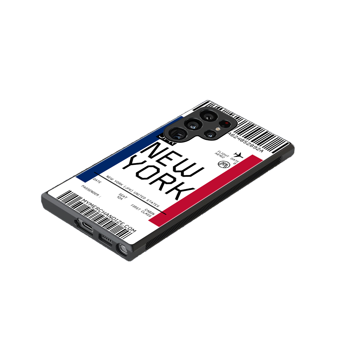 new york boarding pass back phone cover | glass case for samsung galaxy s24 ultra