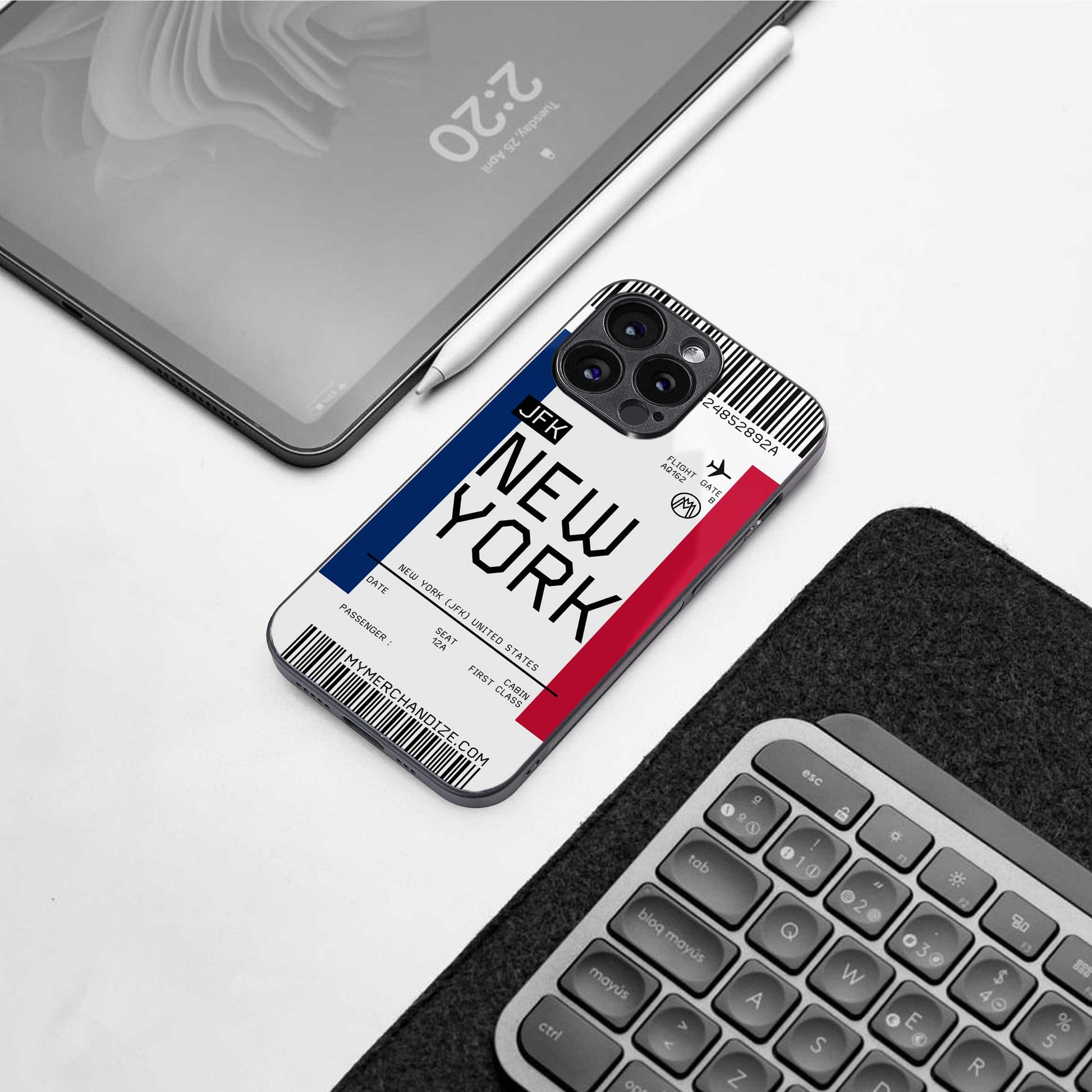 new york boarding pass back phone cover | glass case for iphone 14 pro max