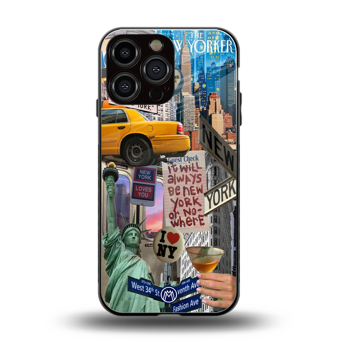 newyorker back phone cover | glass case for iphone 14 pro max