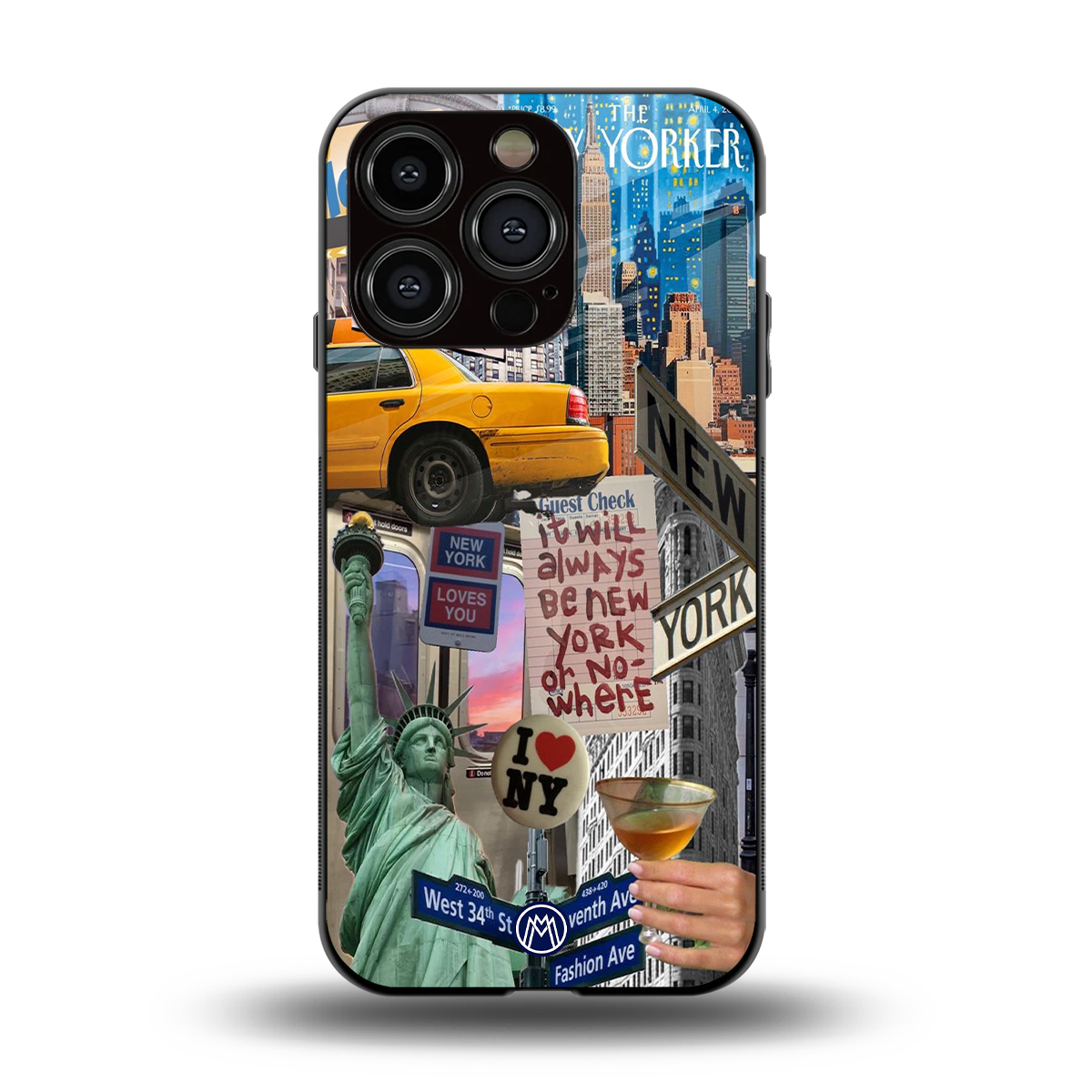 newyorker back phone cover | glass case for iphone 14 pro