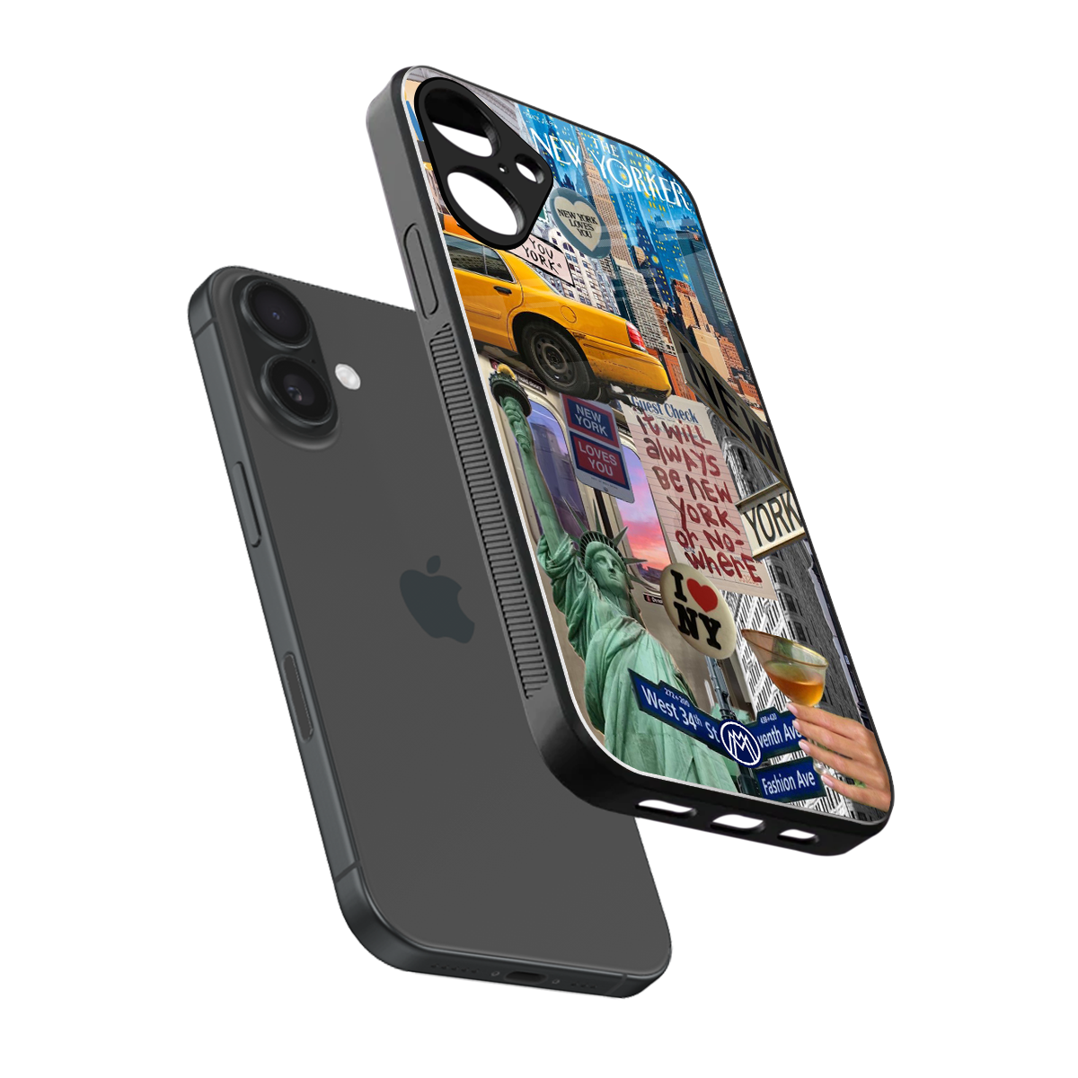 newyorker back phone cover | glass case for iphone 16 plus