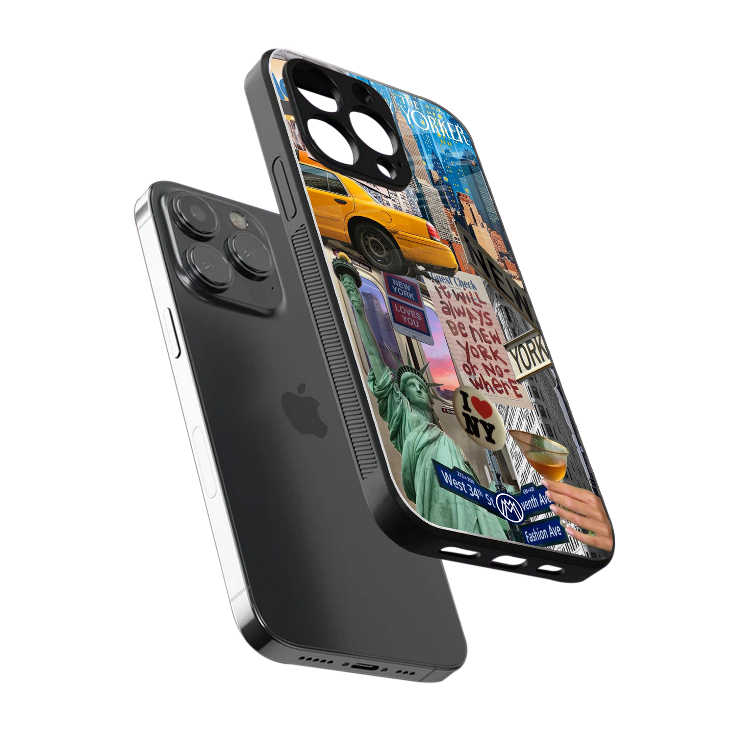 newyorker back phone cover | glass case for iphone 16 pro max