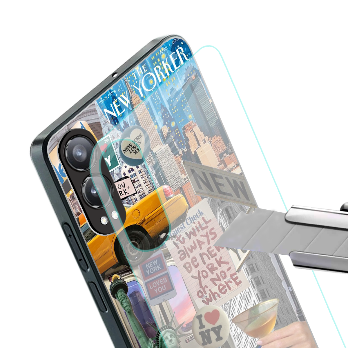 newyorker back phone cover | glass case for oneplus nord ce 4 lite