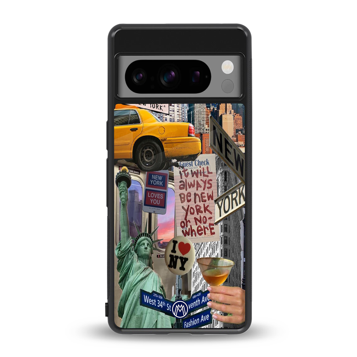 newyorker back phone cover | glass case for google pixel 8 pro
