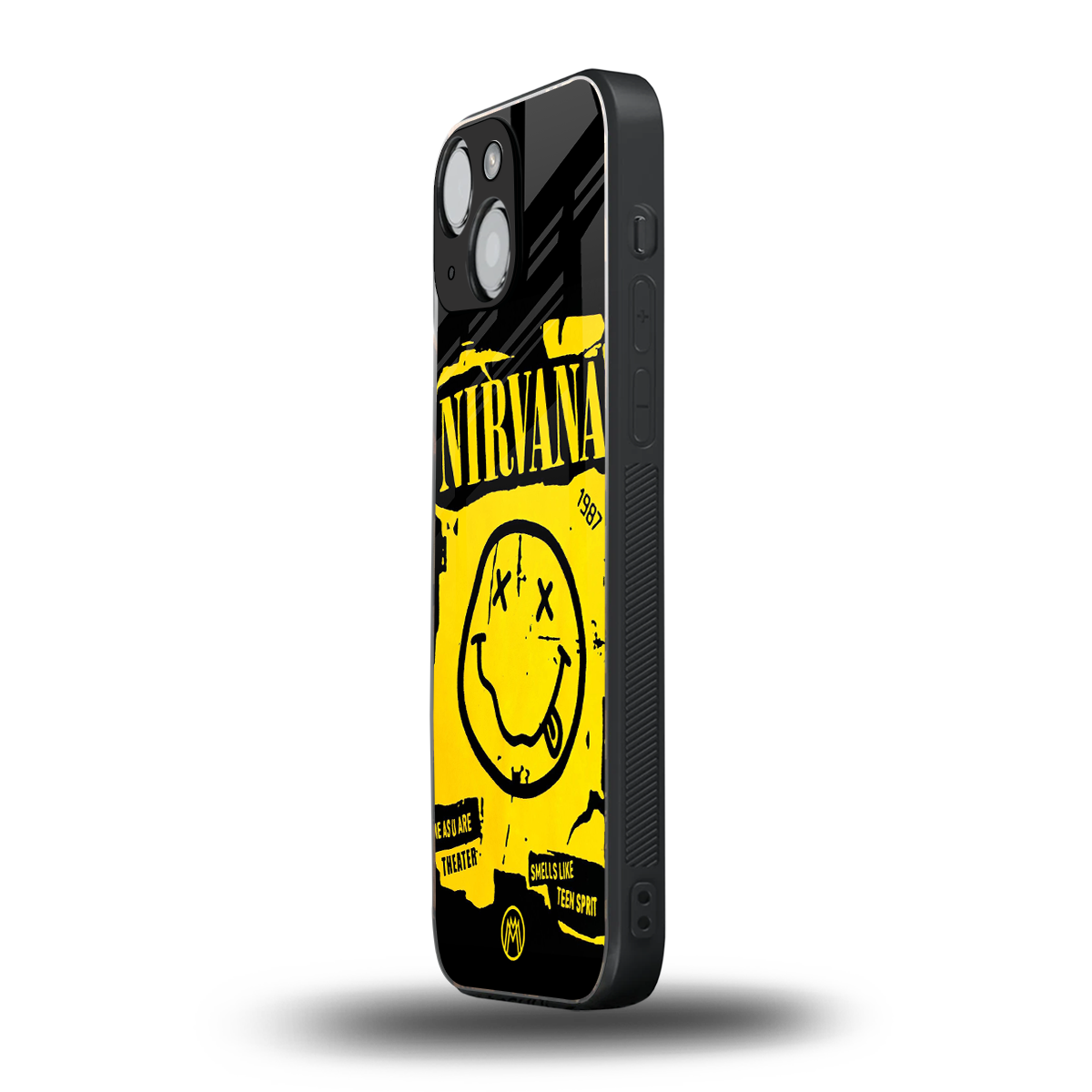 nirvana yellow back phone cover | glass case for iphone 13 mini