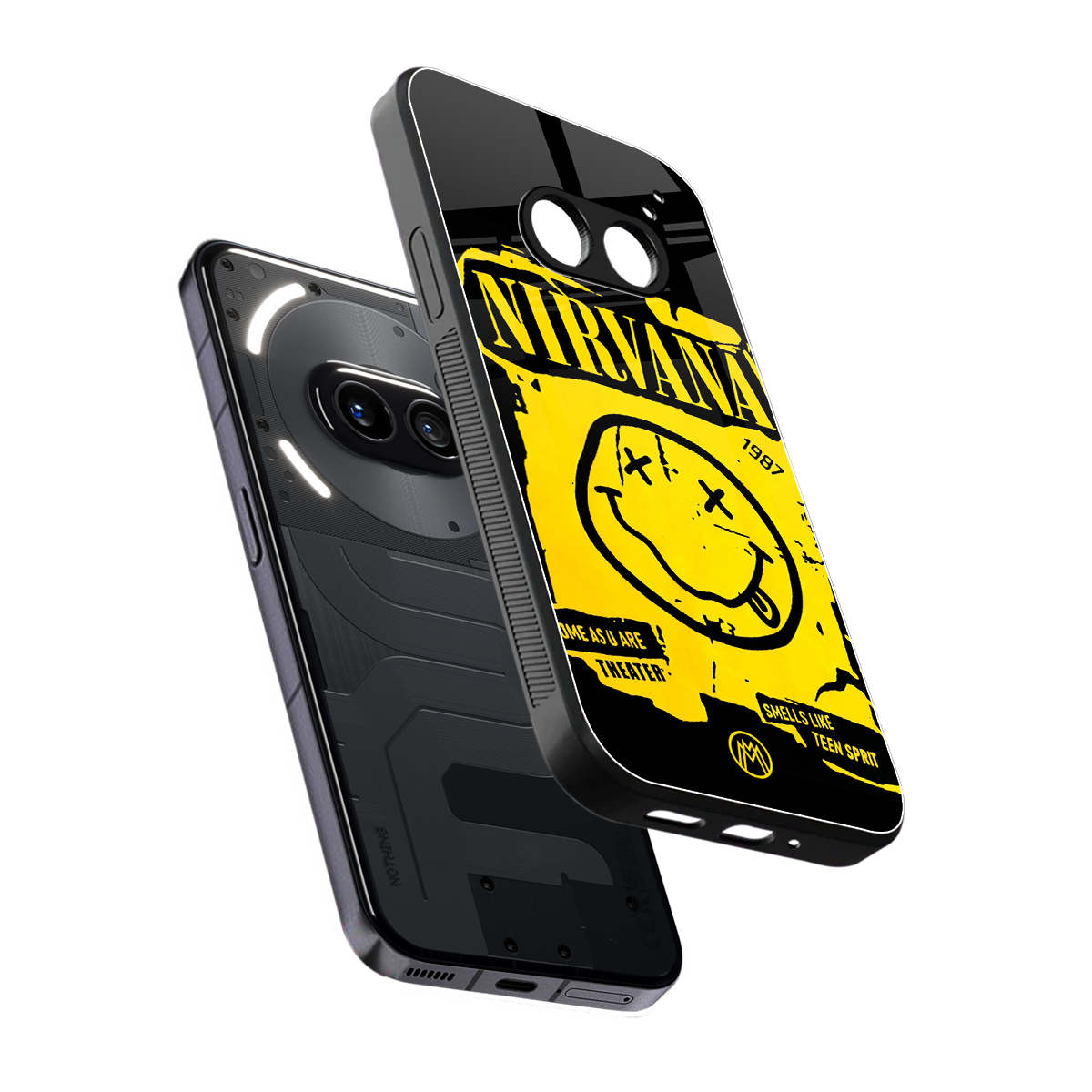 nirvana yellow back phone cover | glass case for nothing phone 2a